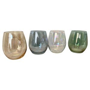 Neiman Marcus Luster Lustre Stemless Wine Goblets Set of 4 Style 20836